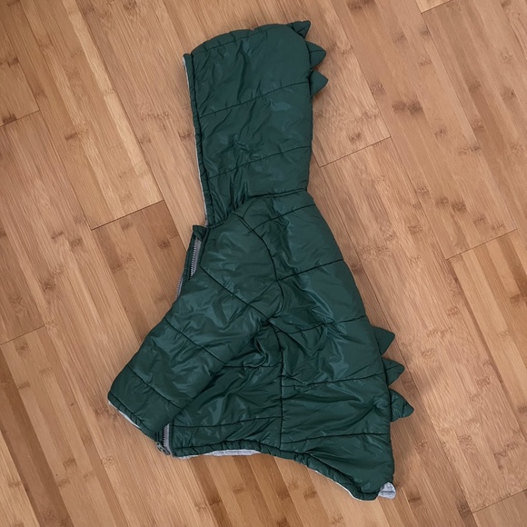 Toddler Dinosaur Jacket Size 4-5T (120) Green Hooded Zip Up Outerwear Coat - Picture 1 of 9